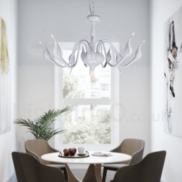 18 Lights Ανοξείδωτο Post Modern Swan Φωτιστικό πολυελαίου G4 Λευκό φινίρισμα