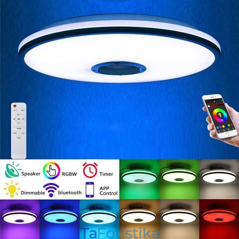Χρωματιστό φωτιστικό οροφής Flush Mount με λειτουργία χρονισμού ηχείου μουσικής Bluetooth