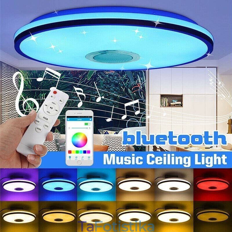 Χρωματιστό φωτιστικό οροφής Flush Mount με λειτουργία χρονισμού ηχείου μουσικής Bluetooth