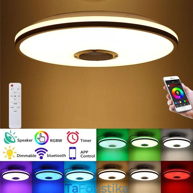 Χρωματιστό φωτιστικό οροφής Flush Mount με λειτουργία χρονισμού ηχείου μουσικής Bluetooth