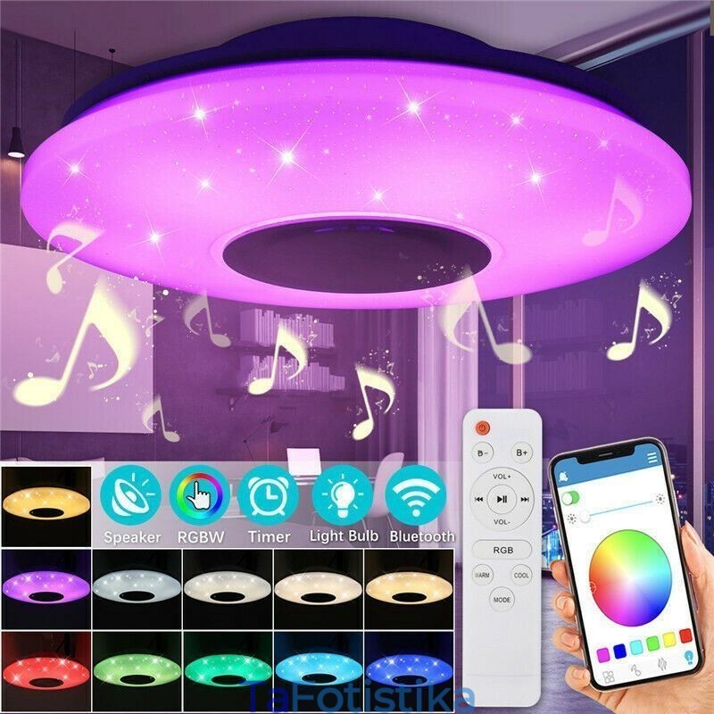 Διακοσμητική λάμπα Flush Mount Λάμπα ηχείων Bluetooth Music Remote Control APP