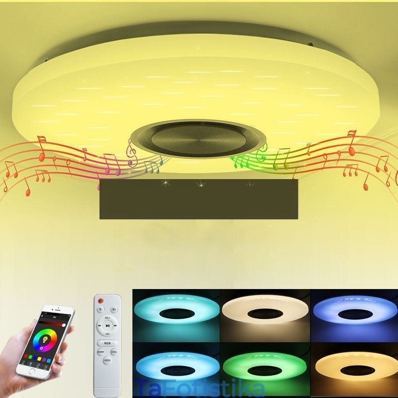 Διακοσμητική λάμπα Flush Mount Λάμπα ηχείων Bluetooth Music Remote Control APP
