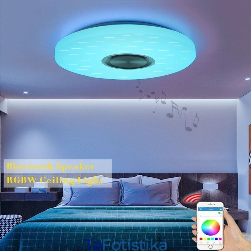 Διακοσμητική λάμπα Flush Mount Λάμπα ηχείων Bluetooth Music Remote Control APP