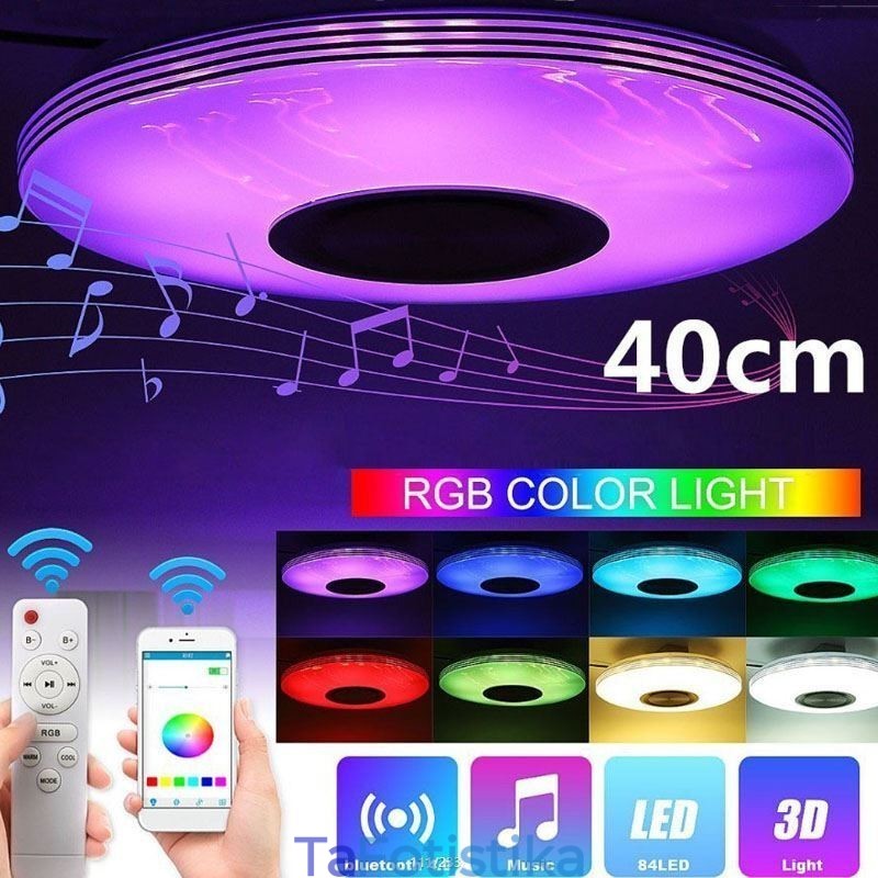 Διακοσμητικό φωτιστικό οροφής Flush Mount Remote APP Control Λάμπα ηχείου μουσικής Bluetooth