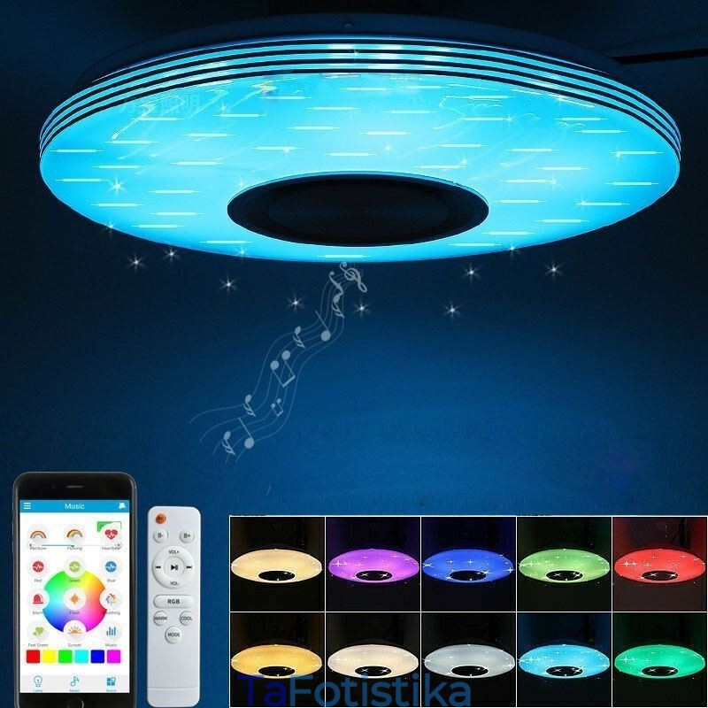 Διακοσμητικό φωτιστικό οροφής Flush Mount Remote APP Control Λάμπα ηχείου μουσικής Bluetooth