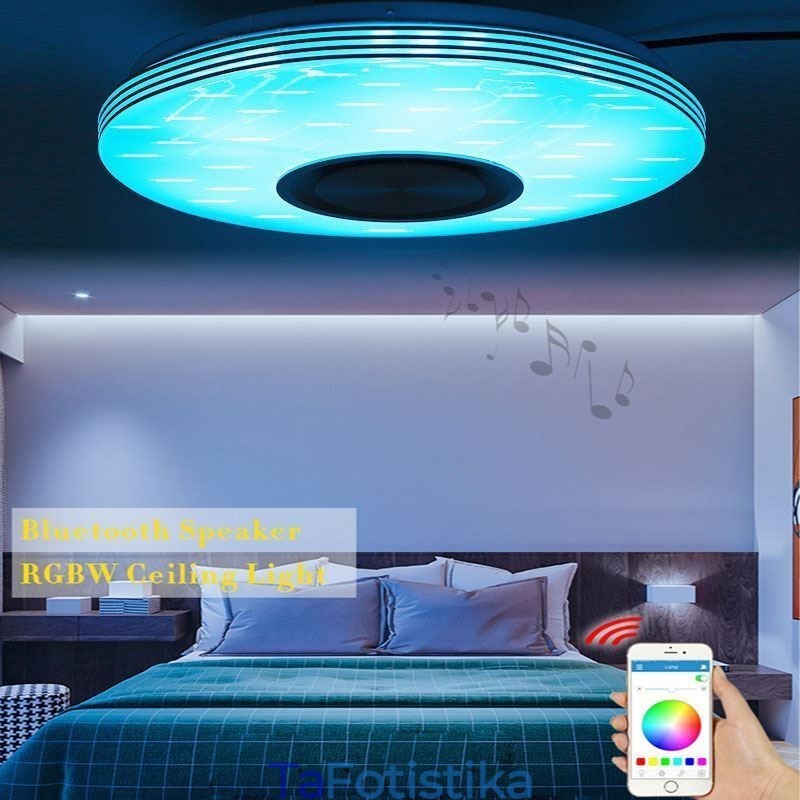Διακοσμητικό φωτιστικό οροφής Flush Mount Remote APP Control Λάμπα ηχείου μουσικής Bluetooth