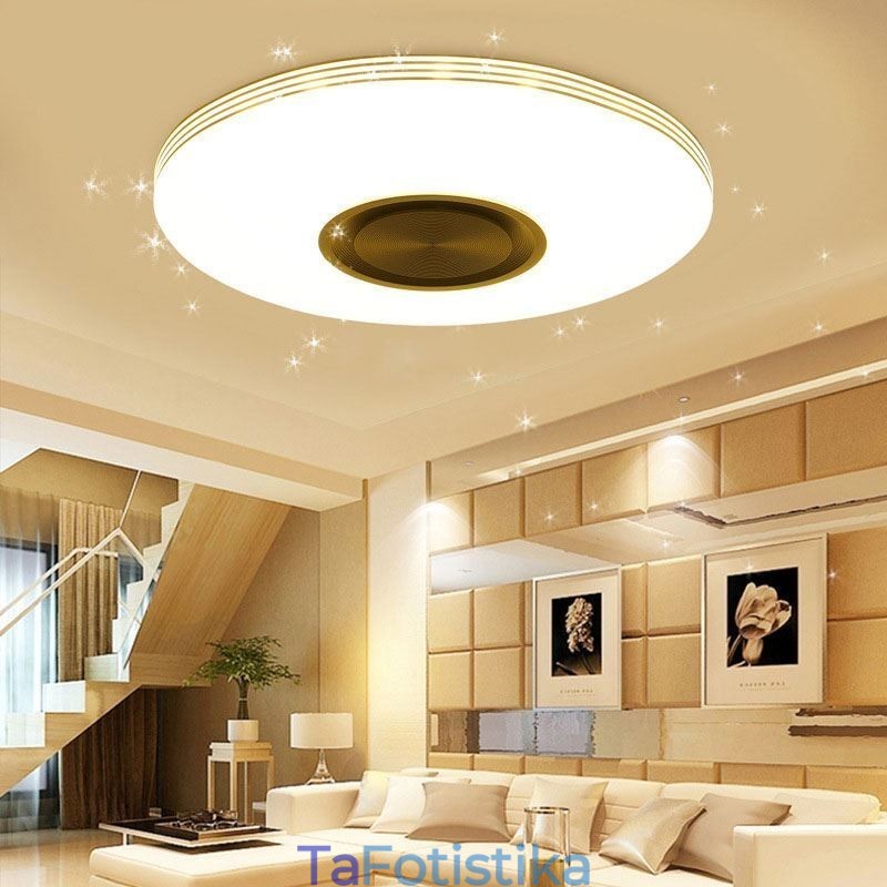 Διακοσμητικό φωτιστικό οροφής Flush Mount Remote APP Control Λάμπα ηχείου μουσικής Bluetooth