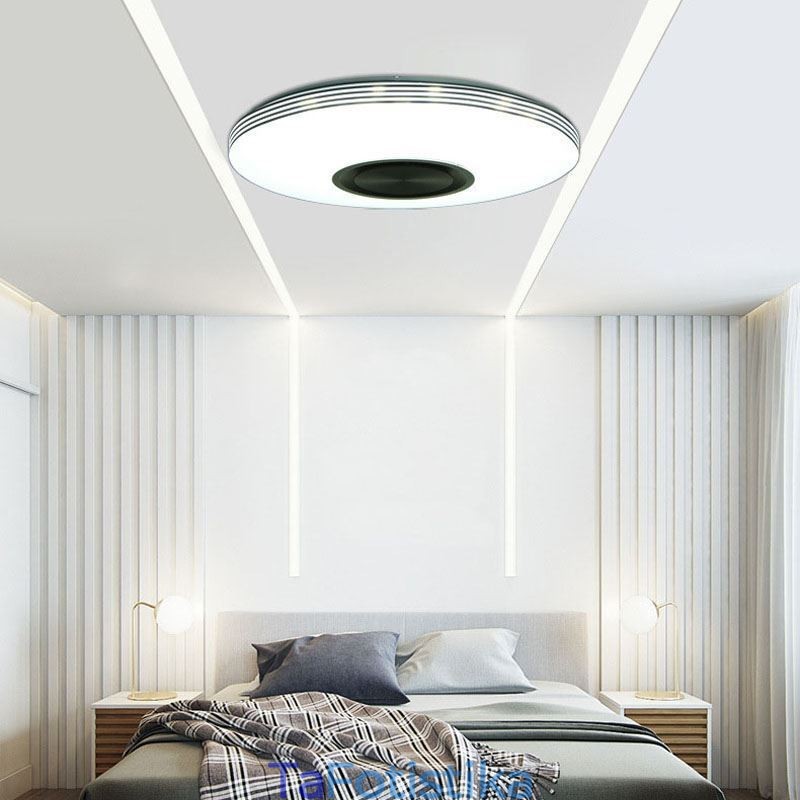 Διακοσμητικό φωτιστικό οροφής Flush Mount Remote APP Control Λάμπα ηχείου μουσικής Bluetooth