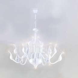 18 Lights Ανοξείδωτο Post Modern Swan Φωτιστικό πολυελαίου G4 Λευκό φινίρισμα