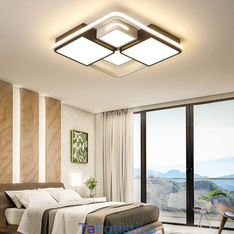 Μοντέρνο Φωτιστικό Οροφής Ακρυλικό Τετράγωνο Ασπρόμαυρο Φωτιστικό