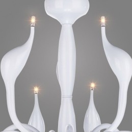18 Lights Ανοξείδωτο Post Modern Swan Φωτιστικό πολυελαίου G4 Λευκό φινίρισμα