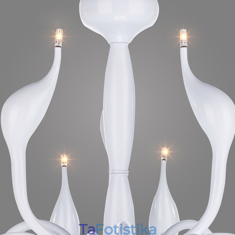 18 Lights Ανοξείδωτο Post Modern Swan Φωτιστικό πολυελαίου G4 Λευκό φινίρισμα