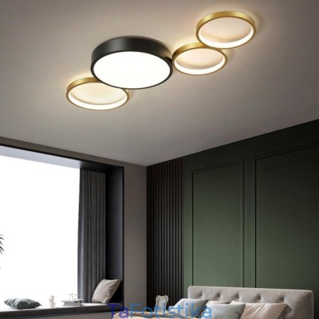 Φωτιστικό οροφής 4 Rings Flush Mount Μοναδικός μαύρος+χρυσός φωτισμός αμπαζούρ Φωτιστικό οροφής 4 Rings Flush Mount Μοναδικός μαύρος+χρυσός φωτισμός αμπαζούρ