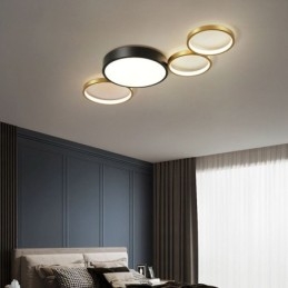 Φωτιστικό οροφής 4 Rings Flush Mount Μοναδικός μαύρος+χρυσός φωτισμός αμπαζούρ