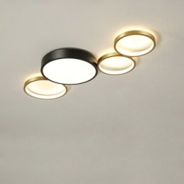 Φωτιστικό οροφής 4 Rings Flush Mount Μοναδικός μαύρος+χρυσός φωτισμός αμπαζούρ
