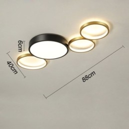 Φωτιστικό οροφής 4 Rings Flush Mount Μοναδικός μαύρος+χρυσός φωτισμός αμπαζούρ
