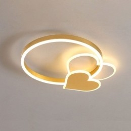 Μοντέρνο Acrylic Flush Mount Gold Διπλό Φωτιστικό Οροφής Καρδιάς
