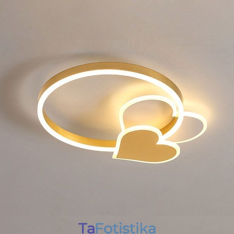 Μοντέρνο Acrylic Flush Mount Gold Διπλό Φωτιστικό Οροφής Καρδιάς