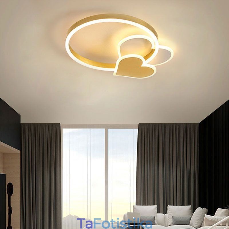 Μοντέρνο Acrylic Flush Mount Gold Διπλό Φωτιστικό Οροφής Καρδιάς