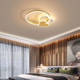 Μοντέρνο Acrylic Flush Mount Gold Διπλό Φωτιστικό Οροφής Καρδιάς