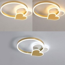Μοντέρνο Acrylic Flush Mount Gold Διπλό Φωτιστικό Οροφής Καρδιάς