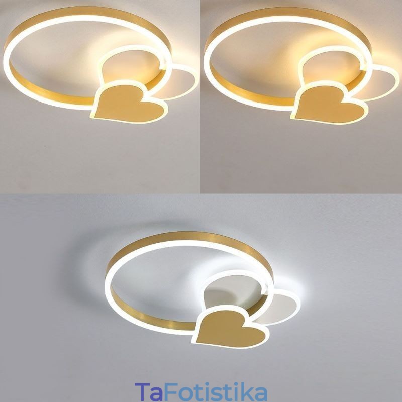 Μοντέρνο Acrylic Flush Mount Gold Διπλό Φωτιστικό Οροφής Καρδιάς