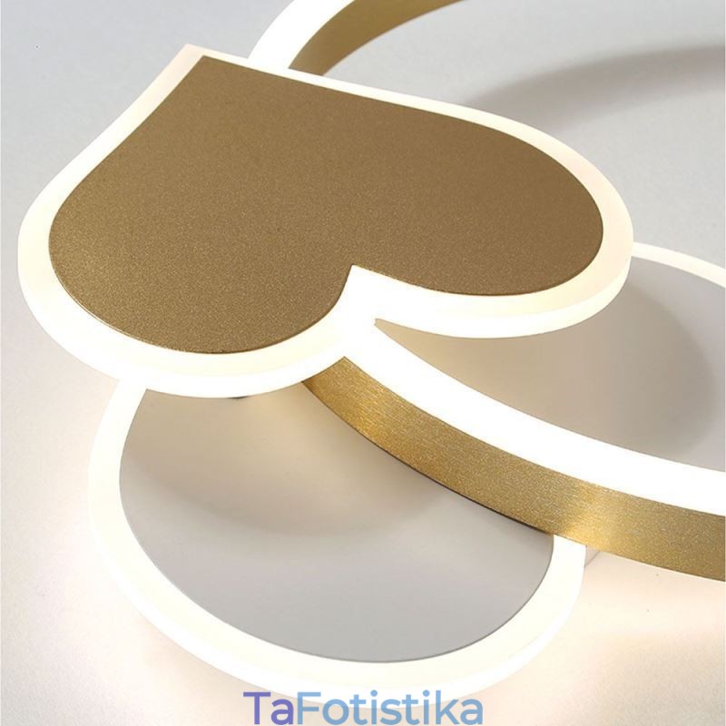 Μοντέρνο Acrylic Flush Mount Gold Διπλό Φωτιστικό Οροφής Καρδιάς