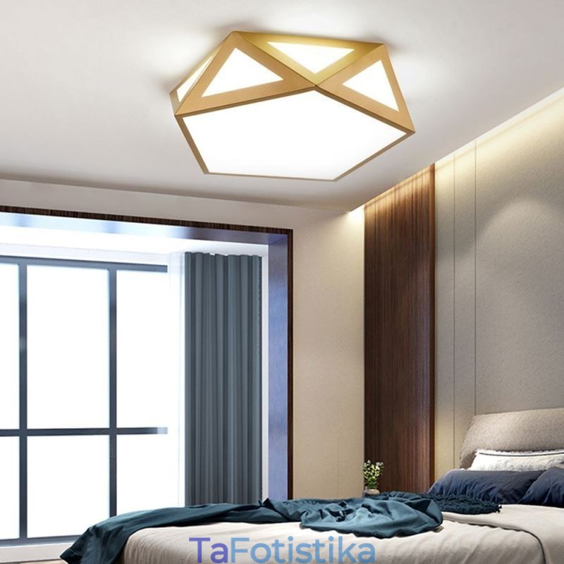 Gold Geometric Flush Mount Ακρυλικό Φωτιστικό Οροφής