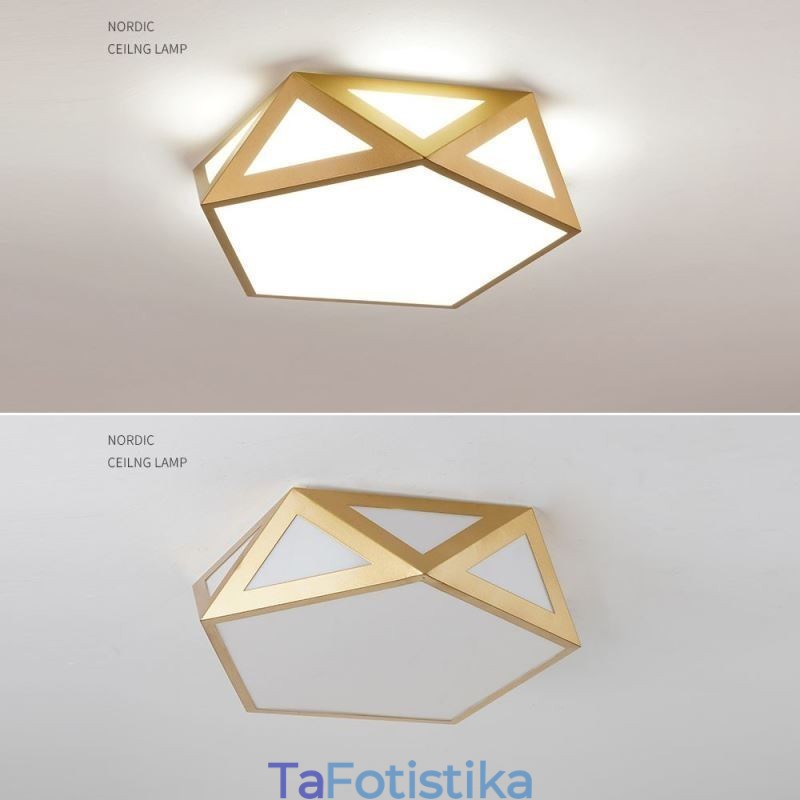 Gold Geometric Flush Mount Ακρυλικό Φωτιστικό Οροφής