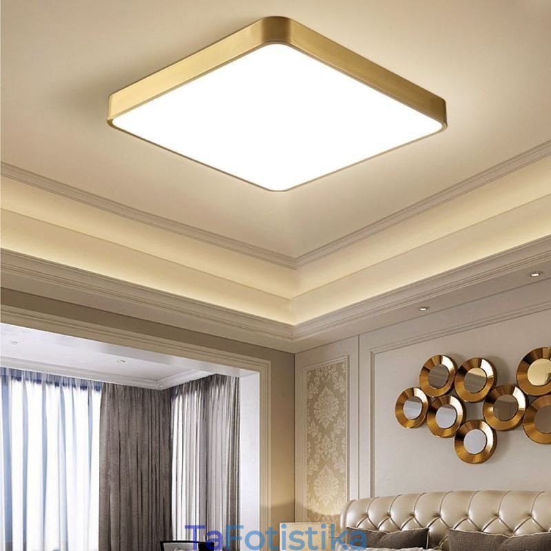 Flush Mount Μινιμαλιστικό Ακρυλικό τετράγωνο χρυσό φωτιστικό οροφής