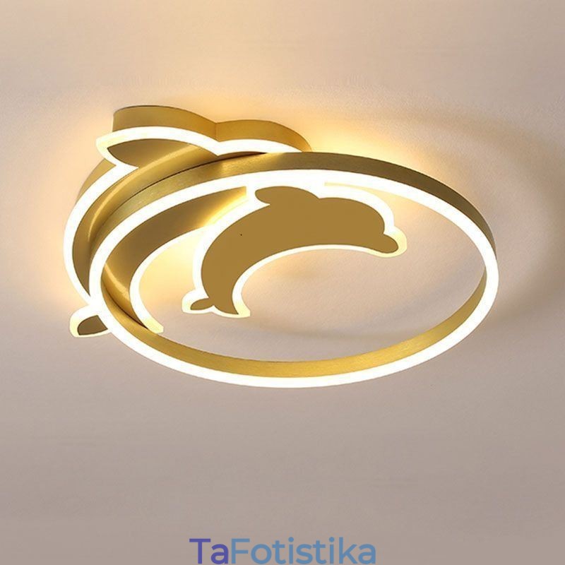 Χρυσό Φωτιστικό Οροφής Dolphin Flush
