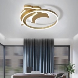 Χρυσό Φωτιστικό Οροφής Dolphin Flush