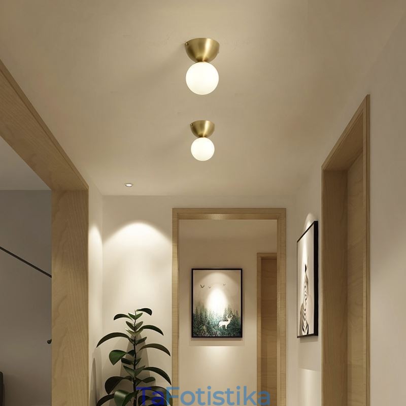 Φωτιστικό οροφής Nordic Brass Mini Flush Mount Light Foyer