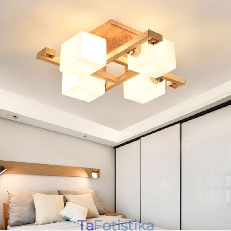Φωτιστικό οροφής Nordic Flush Mount Creative ζεστό φωτιστικό από μασίφ ξύλο