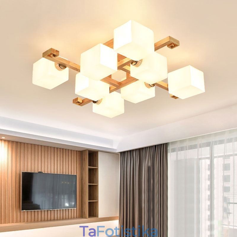 Φωτιστικό οροφής Nordic Flush Mount Creative ζεστό φωτιστικό από μασίφ ξύλο