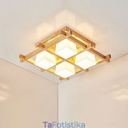 Φωτιστικό οροφής Nordic Square Grid Flush Mount Φωτιστικό από καουτσούκ από ξύλο Φωτιστικό οροφής Nordic Square Grid Flush Mount Φωτιστικό από καουτσούκ από ξύλο