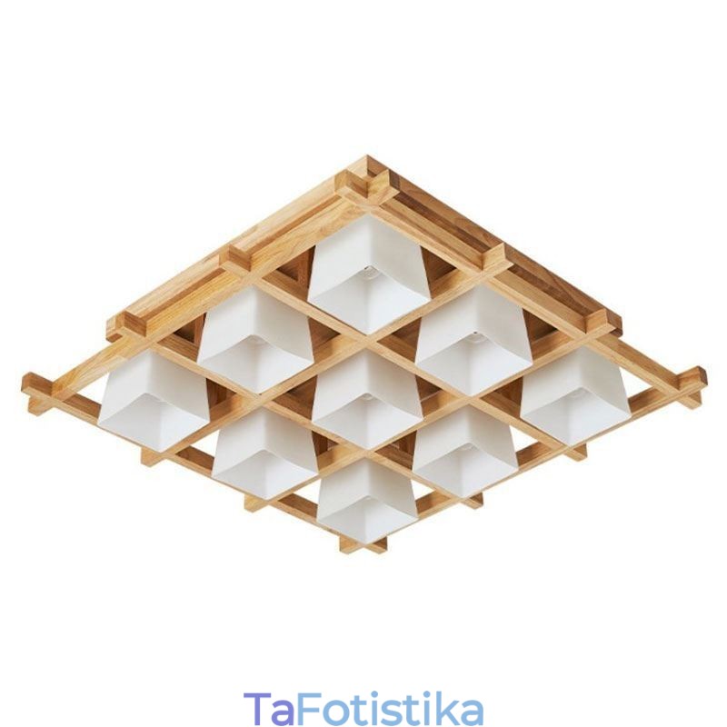 Φωτιστικό οροφής Nordic Square Grid Flush Mount Φωτιστικό από καουτσούκ από ξύλο