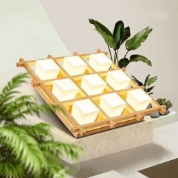 Φωτιστικό οροφής Nordic Square Grid Flush Mount Φωτιστικό από καουτσούκ από ξύλο