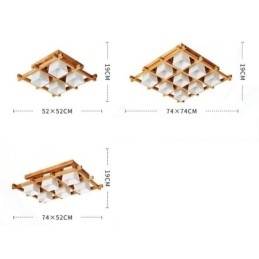 Φωτιστικό οροφής Nordic Square Grid Flush Mount Φωτιστικό από καουτσούκ από ξύλο
