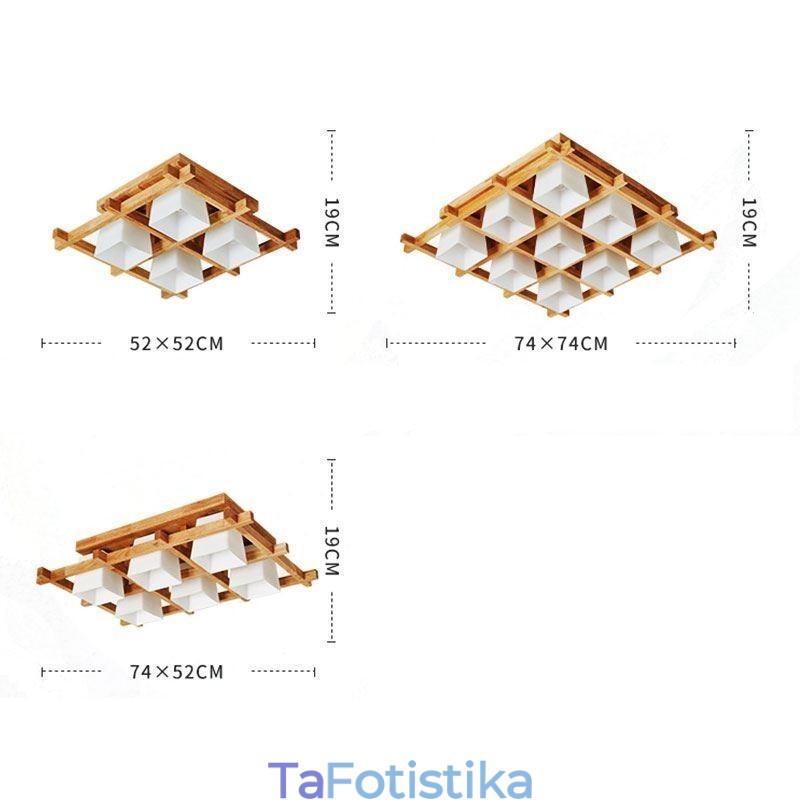 Φωτιστικό οροφής Nordic Square Grid Flush Mount Φωτιστικό από καουτσούκ από ξύλο