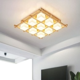 Φωτιστικό οροφής Nordic Square Grid Flush Mount Φωτιστικό από καουτσούκ από ξύλο
