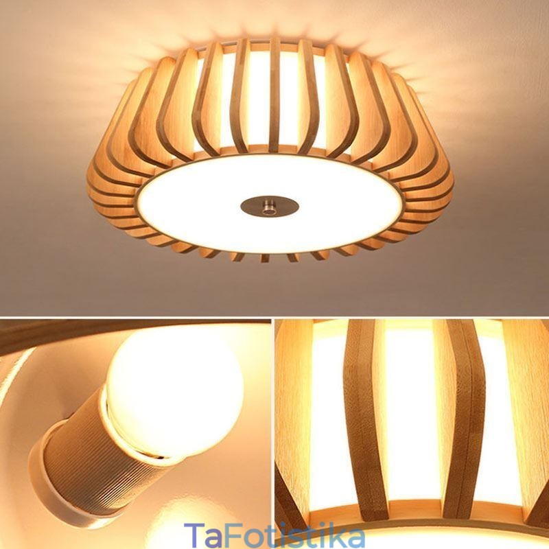 Δημιουργικός φωτισμός οροφής από μπαμπού Nordic Round Flush Mount