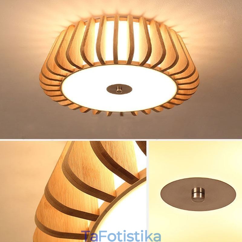 Δημιουργικός φωτισμός οροφής από μπαμπού Nordic Round Flush Mount