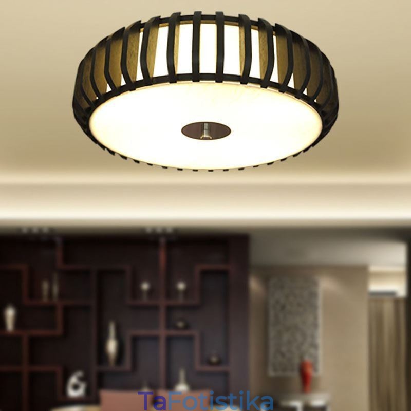 Φωτισμός οροφής Rural Bamboo Flush Mount Pumpkin Shape