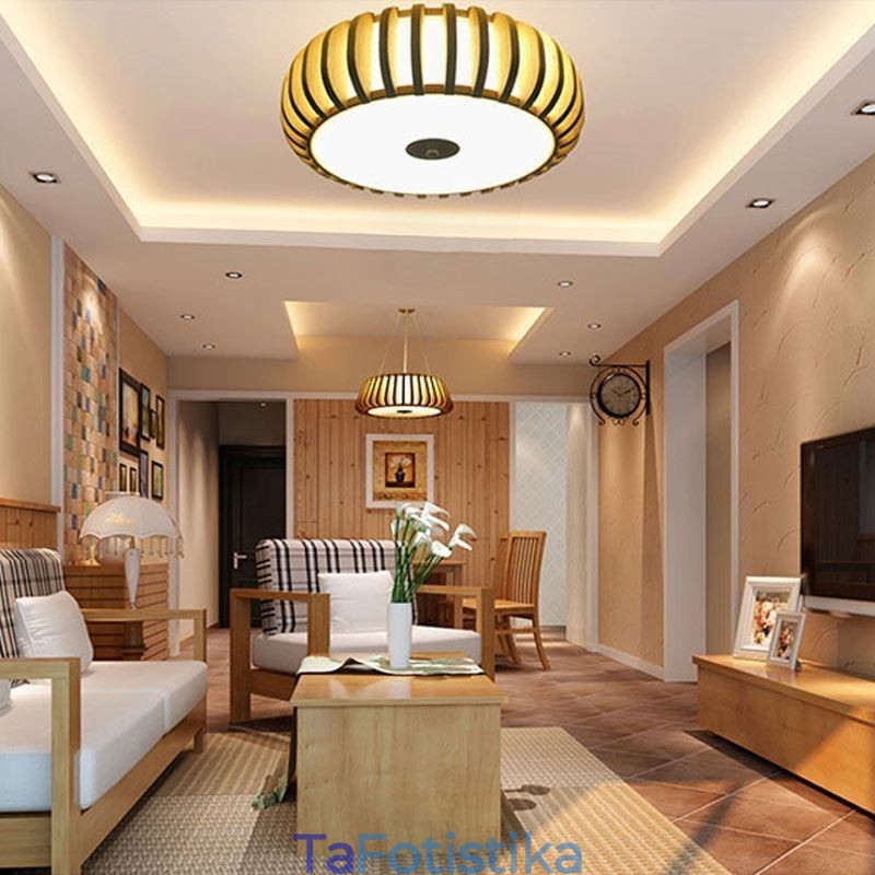 Φωτισμός οροφής Rural Bamboo Flush Mount Pumpkin Shape