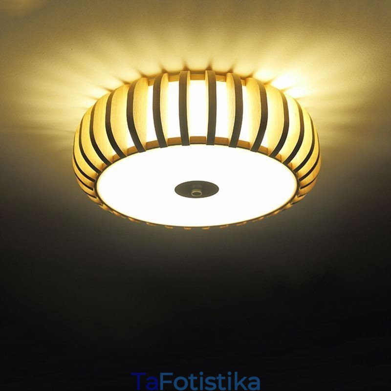 Φωτισμός οροφής Rural Bamboo Flush Mount Pumpkin Shape