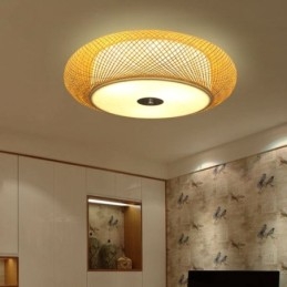 Μοντέρνο Bamboo Flush Mount κινέζικο υφαντό φωτιστικό οροφής