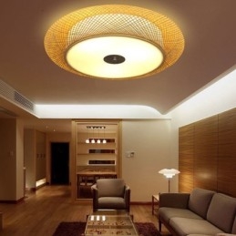 Μοντέρνο Bamboo Flush Mount κινέζικο υφαντό φωτιστικό οροφής