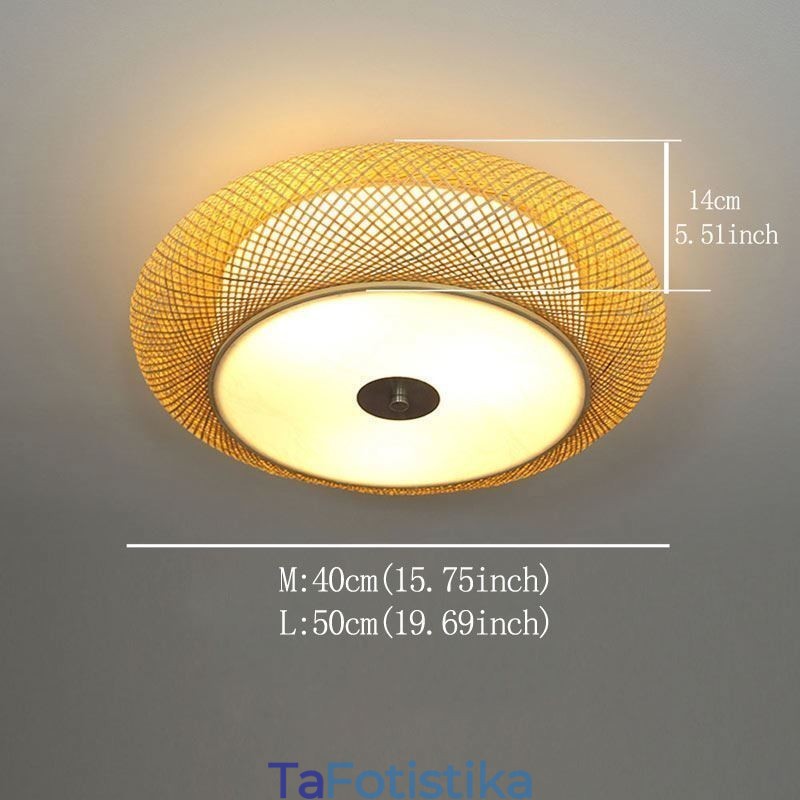 Μοντέρνο Bamboo Flush Mount κινέζικο υφαντό φωτιστικό οροφής