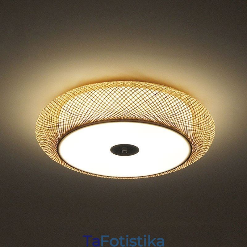 Μοντέρνο Bamboo Flush Mount κινέζικο υφαντό φωτιστικό οροφής
